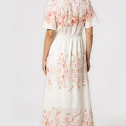 Pink Blossom Button Through Cotton Maxi Dress