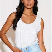 Silver Grey C'est La Vie Cotton Vest Top