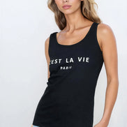 Black C'est La Vie Cotton Vest Top