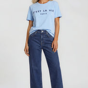 Light Blue C'est La Vie Short Sleeve Regular Fit T-Shirt
