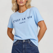 Light Blue C'est La Vie Short Sleeve Regular Fit T-Shirt