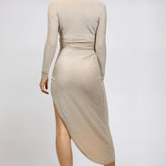 Champagne Lurex Wrap Maxi Dress