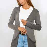 Charcoal Boyfriend Cardigan with Pockets