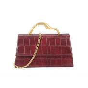 Cherry Red Croc Faux Leather Top Handle Bag