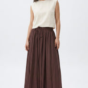 Brown Cotton Maxi Skirt