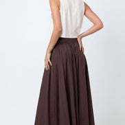Brown Cotton Maxi Skirt