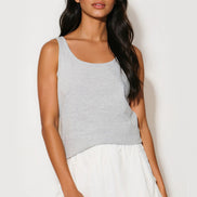 Silver Grey Cotton Vest Top
