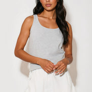 Silver Grey Cotton Vest Top