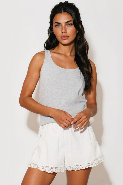 Silver Grey Cotton Vest Top