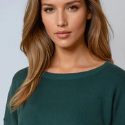 Green Crew Neck Fine Knit Jumper