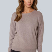 Mocha Crew Neck Fine Knit Jumper