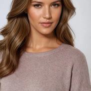Mocha Crew Neck Fine Knit Jumper