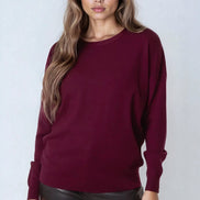 Burgundy Crew Neck Fine Knit Jumper