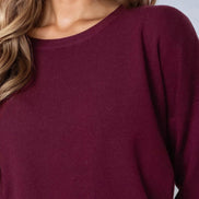Burgundy Crew Neck Fine Knit Jumper