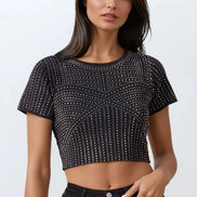 Black Embellished Crop Top