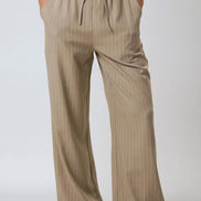 Khaki Pinstripe Wide Leg Trousers and Waistcoat Set