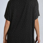 Black Embellished Round Neck T-Shirt