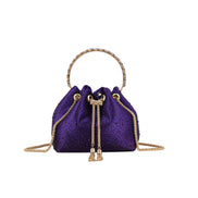 Purple Embellished Top Handle Evening Bag