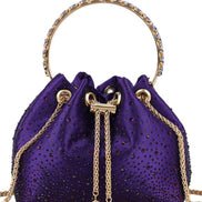 Purple Embellished Top Handle Evening Bag