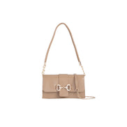 Beige Faux Leather Clutch Bag