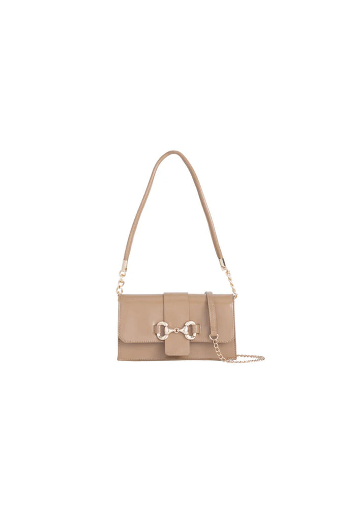 Classic Faux Leather Clutch — Beige for women, styled for everyday