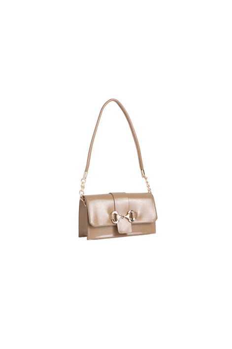 Classic Faux Leather Clutch — Beige