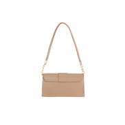 Beige Faux Leather Clutch Bag