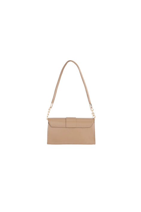 Classic Faux Leather Clutch — Beige