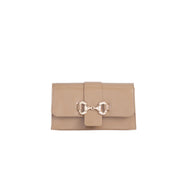 Beige Faux Leather Clutch Bag