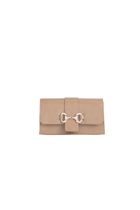 Classic Faux Leather Clutch — Beige