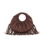 Brown Faux Suede Fringe Handbag