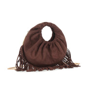 Brown Faux Suede Fringe Handbag