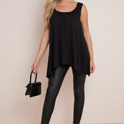 Black Sleeveless Top with Asymmetric Hem