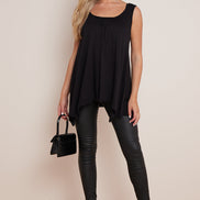 Black Sleeveless Top with Asymmetric Hem