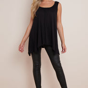 Black Sleeveless Top with Asymmetric Hem