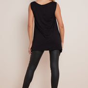 Black Sleeveless Top with Asymmetric Hem