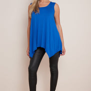 Royal Blue Sleeveless Top with Asymmetric Hem