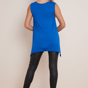 Royal Blue Sleeveless Top with Asymmetric Hem