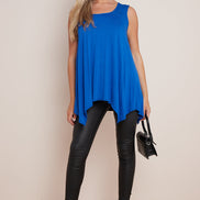 Royal Blue Sleeveless Top with Asymmetric Hem