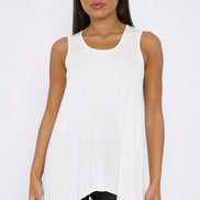 White Sleeveless Top with Asymmetric Hem