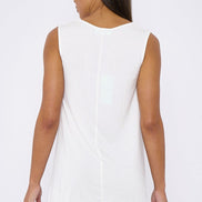 White Sleeveless Top with Asymmetric Hem