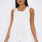 White Sleeveless Top with Asymmetric Hem