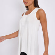 White Sleeveless Top with Asymmetric Hem