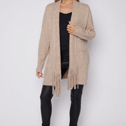 Beige Fringed Tassel Cardigan