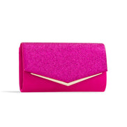 Fuchsia Glitter Envelope Clutch Bag