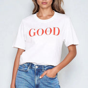 White Good Vibes Printed Cotton T-Shirt