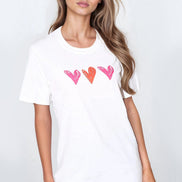 White Hearts Printed Cotton T-Shirt