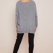 Silver Grey Round Neck Jumper with Pockets