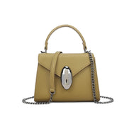 Olive Green Faux Leather Top Handle Handbag