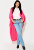 Fuchsia Batwing Sleeve Kimono Cardigan